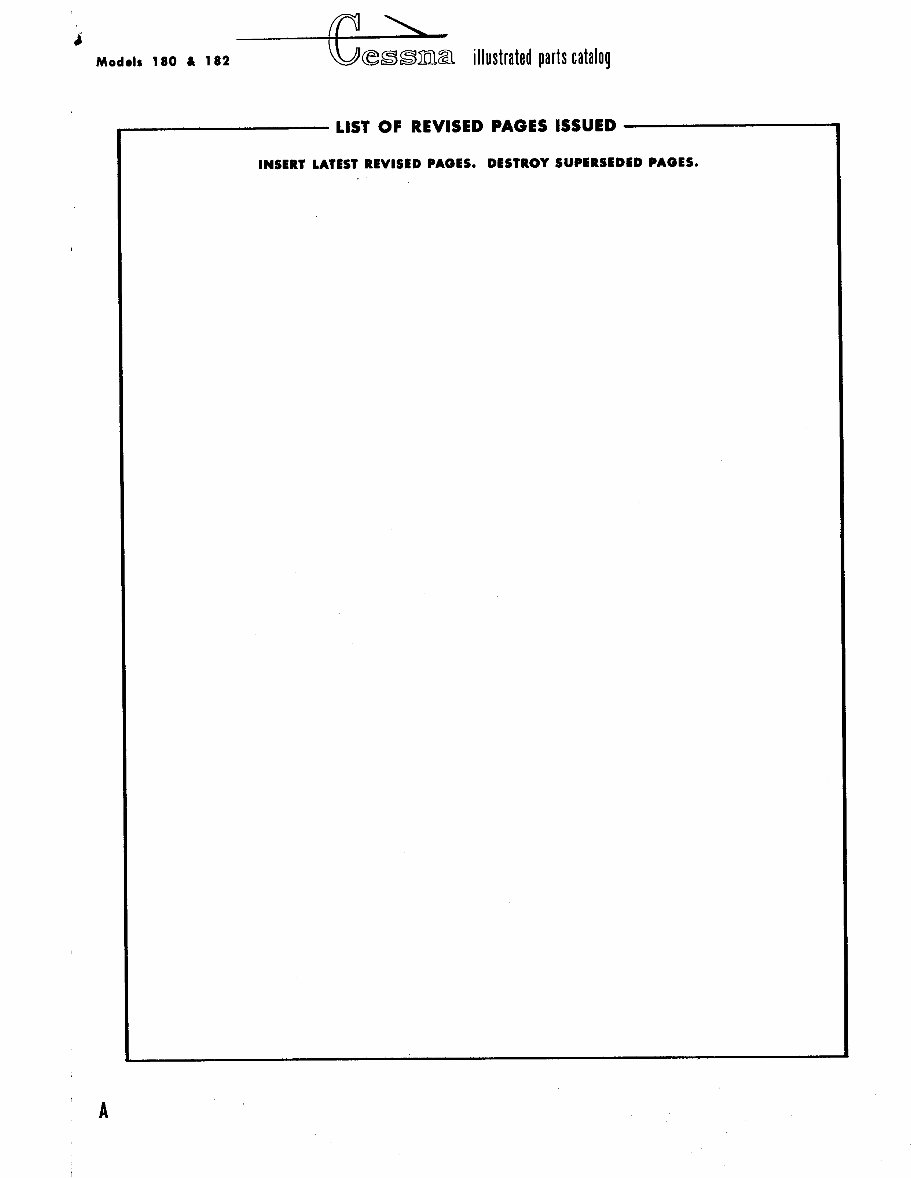 Cessna 180 182 IPC parts catalog. 1953 - 1962 P259-12