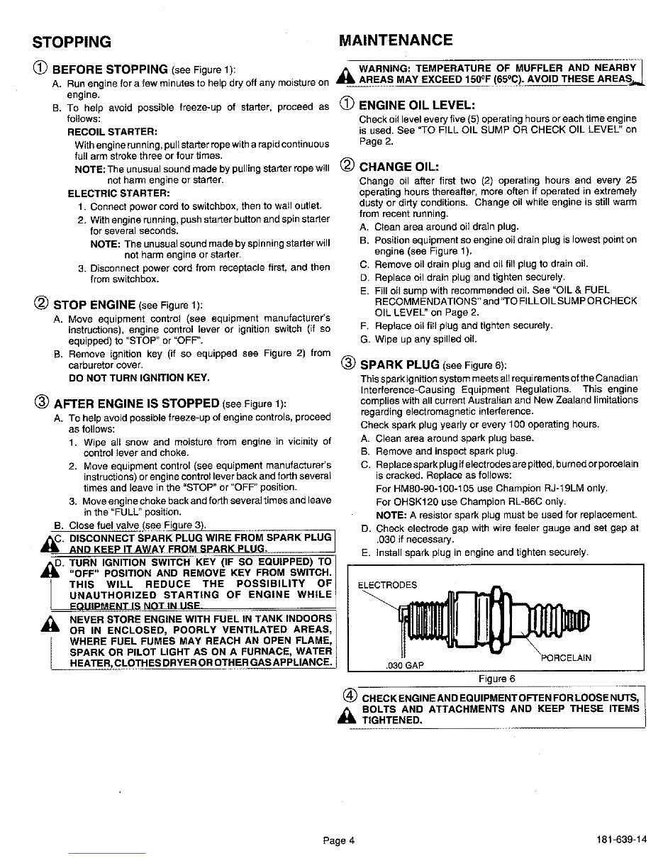 Tecumseh Manual and Maintenance OHSK120 HMSK80 ...90 100 105