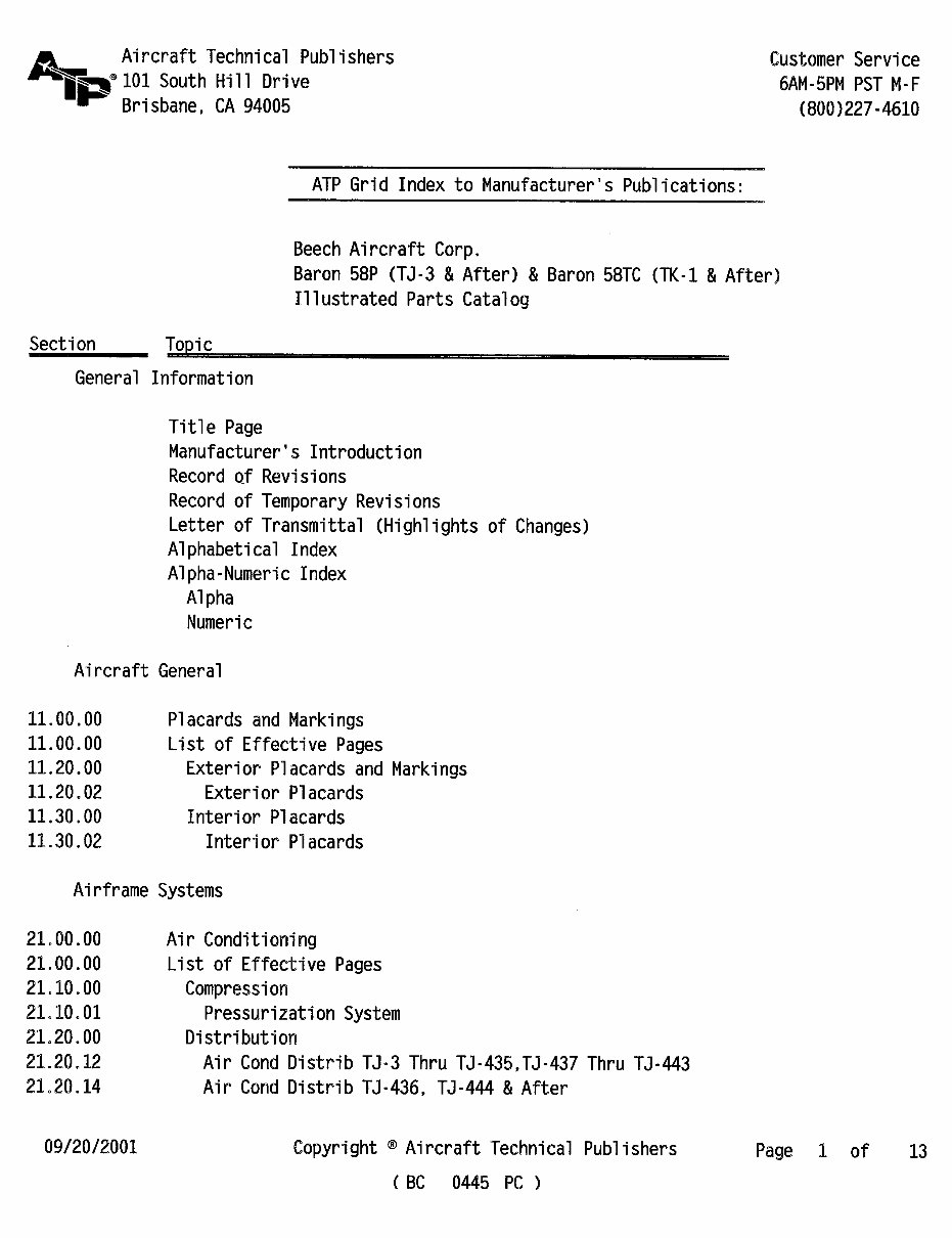 Beechcraft baron 58P 58TC parts manual IPC Manuals Online