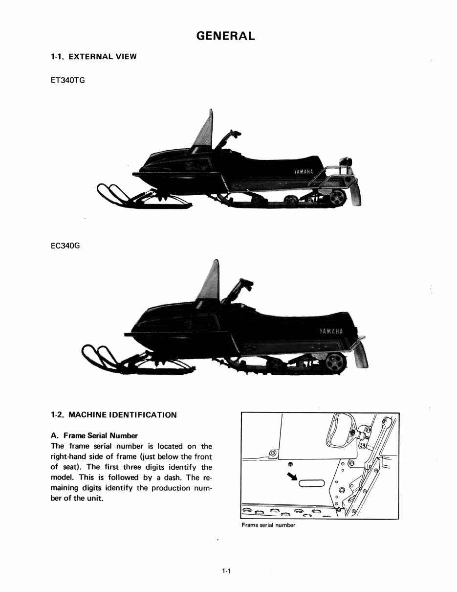 1983-1988 Yamaha Enticer Excell 3 340 Repair Manual