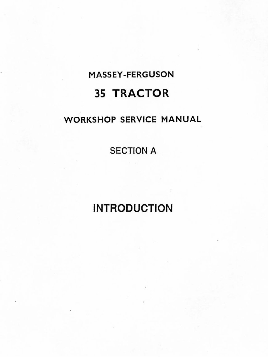 Massey Ferguson MF35 MF-35 Tractor Service Repair Manual