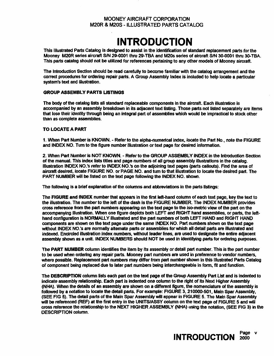 MOONEY M20R & M20S ILLUSTRATED Parts CATALOG