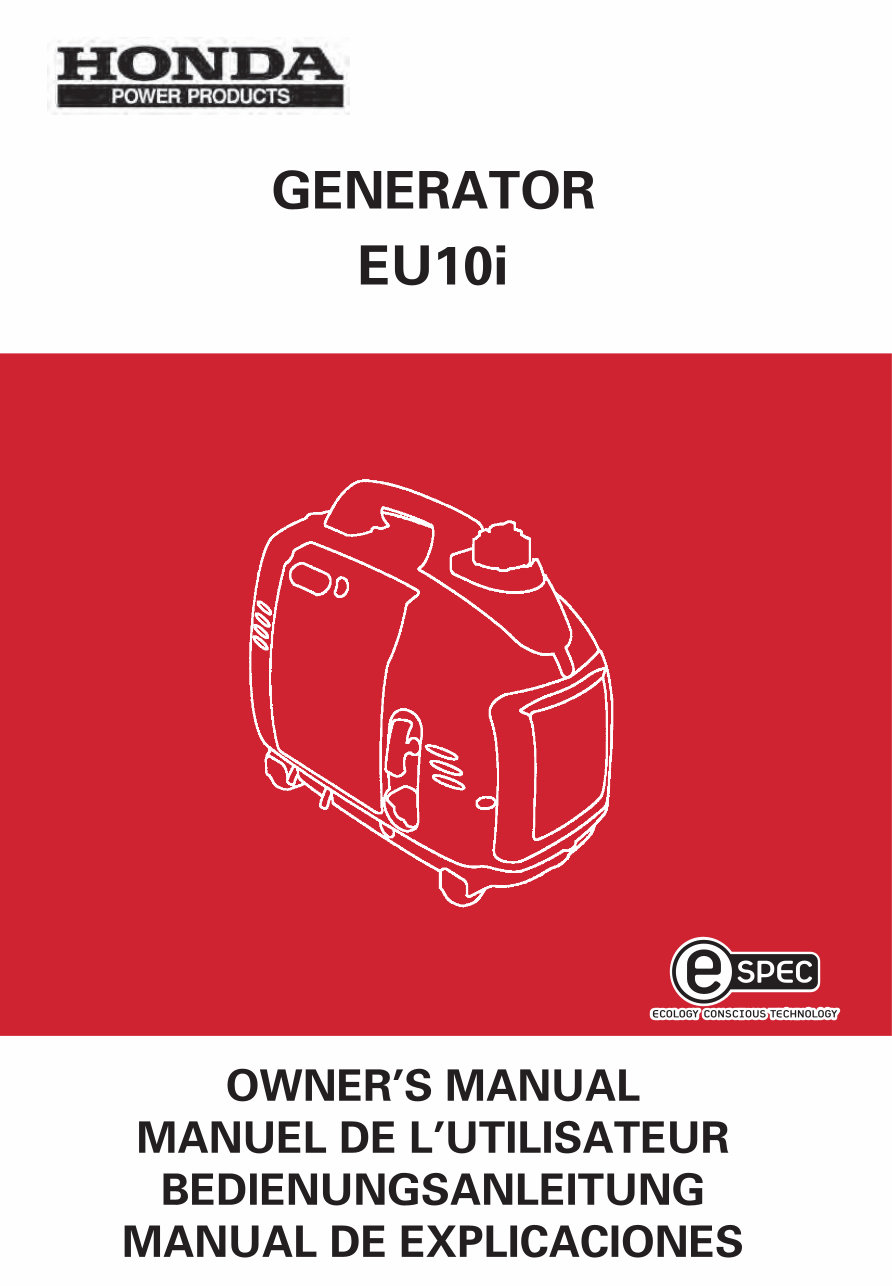 HONDA Generator EU10i EU1000i Shop Repair & Parts Manual