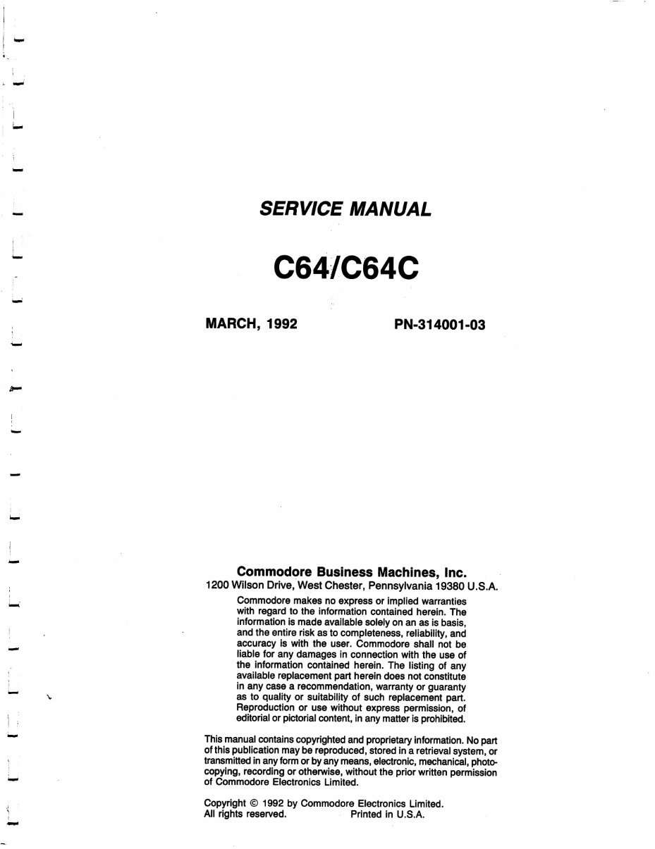 COMMODORE C64 C64C Service Repair Fix Manual