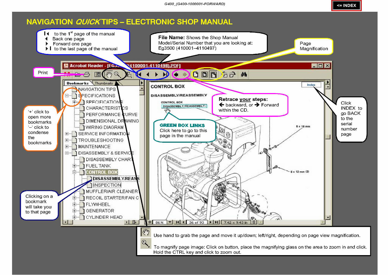 HONDA G400 HORIZONTAL SHAFT Engine Repair Manual