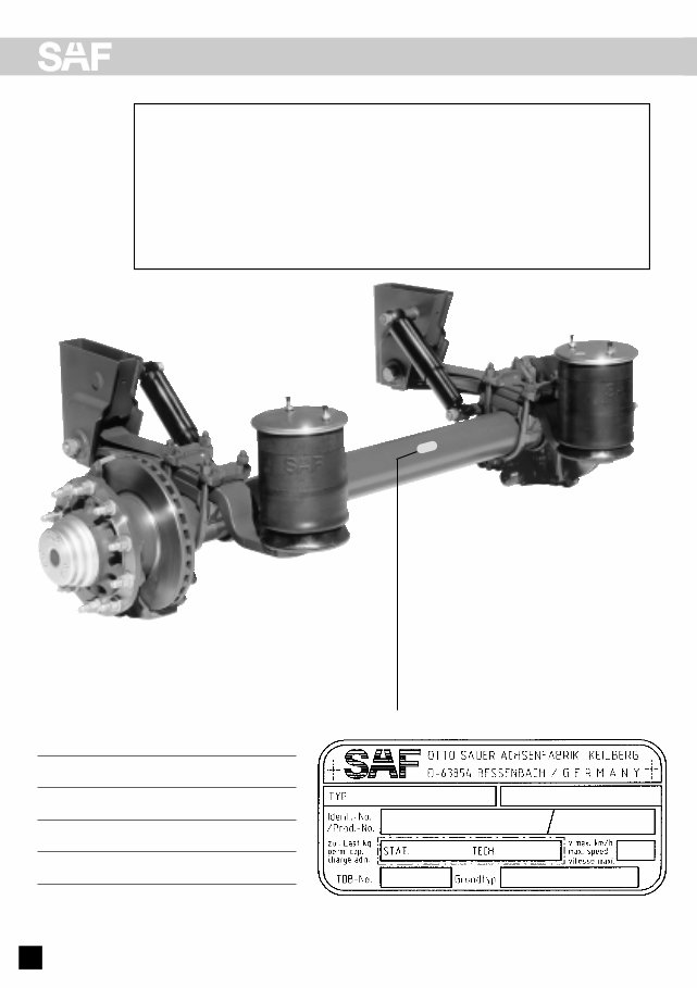 SAF axles and Suspension Assemblies Service Parts Manual