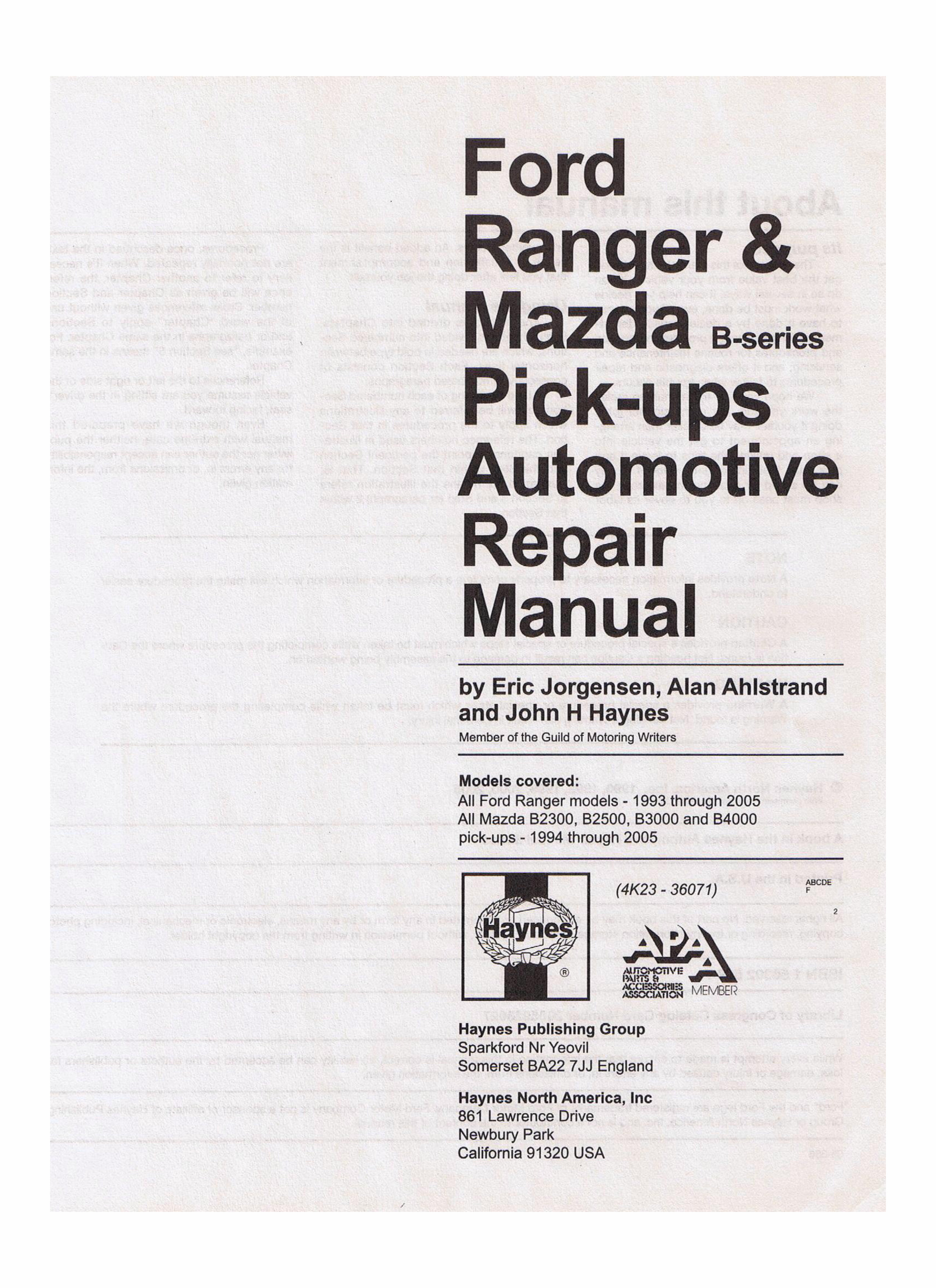 1995 Mazda B3000 Pickup Truck Service Repair Manual 95