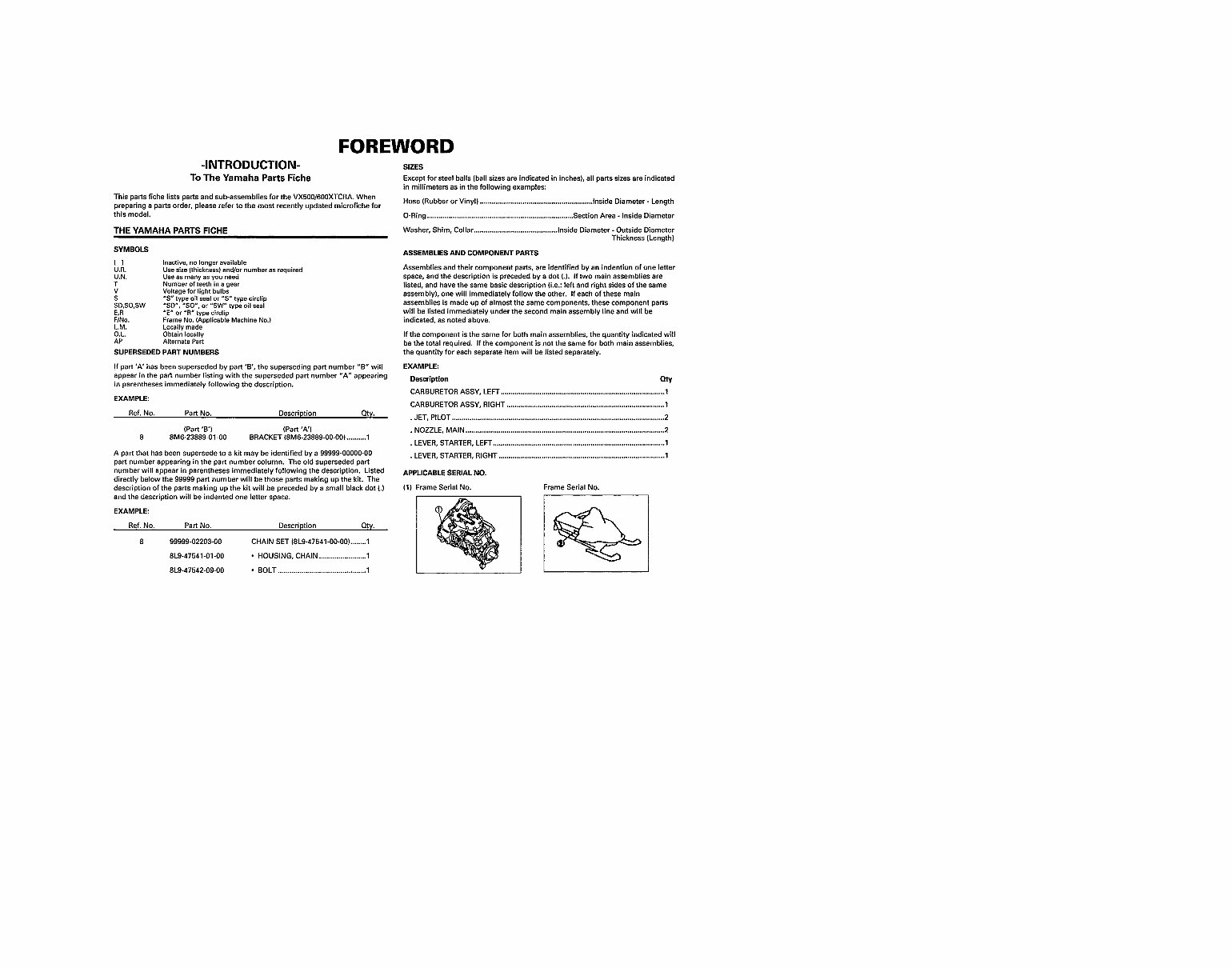 YAMAHA VMAX 500XTC 600XTC SNOWMOBILE Replacement Parts Manual 1997