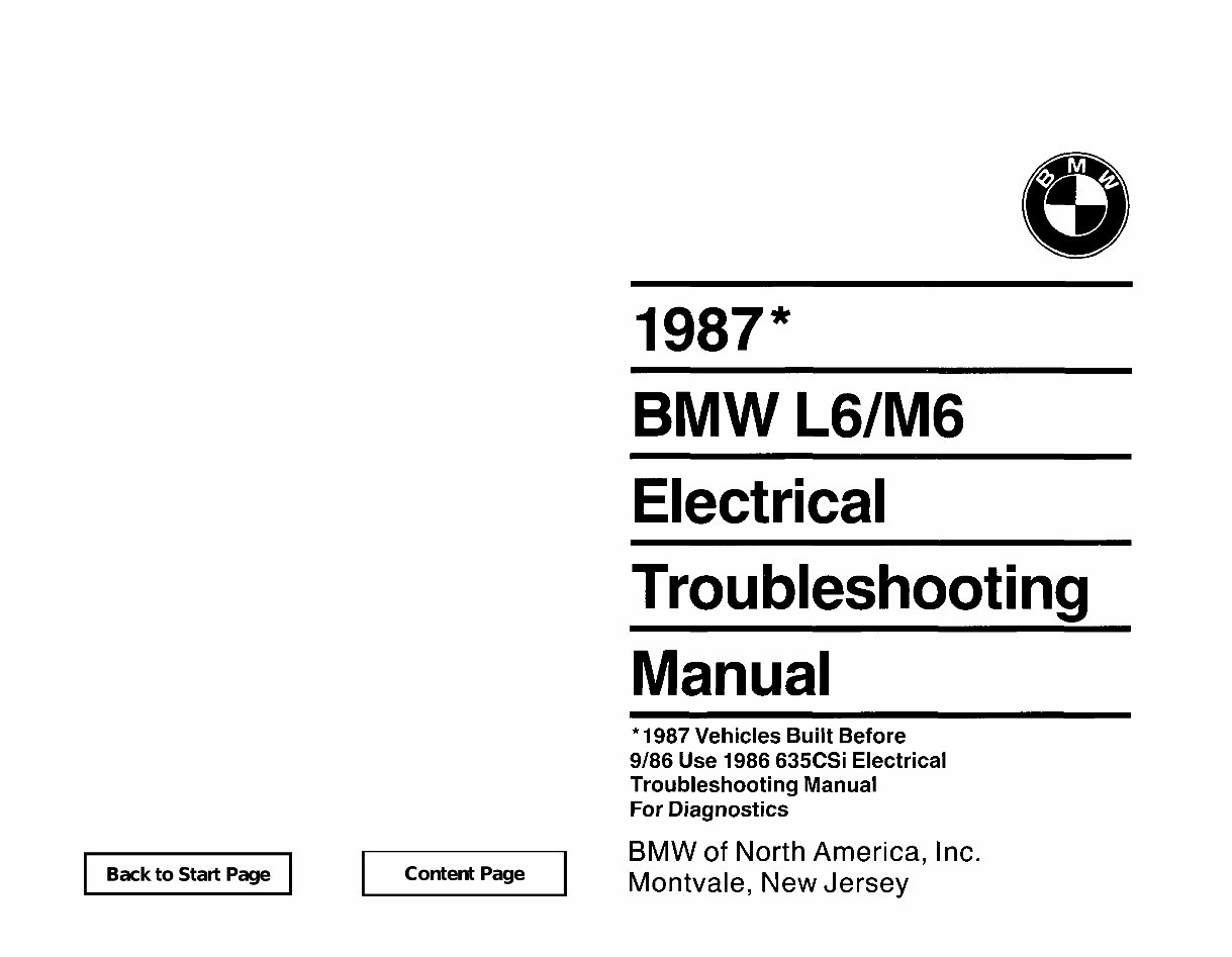 BMW 1982-2001 ETM Electrical Toubleshooting Manual