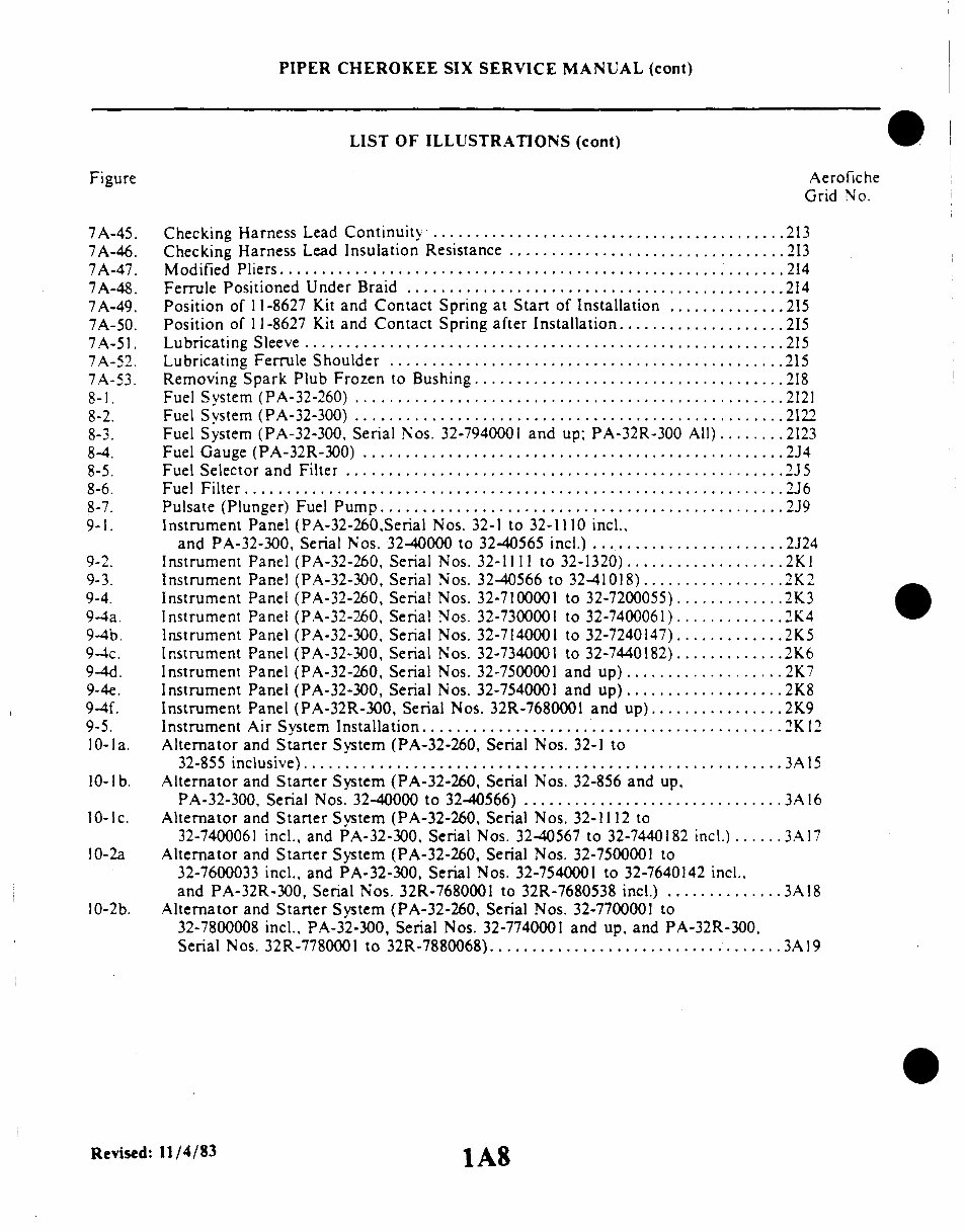 Piper PA32-260 PA32-300 PA32R-300 Cherokee Six Lance Service Manual