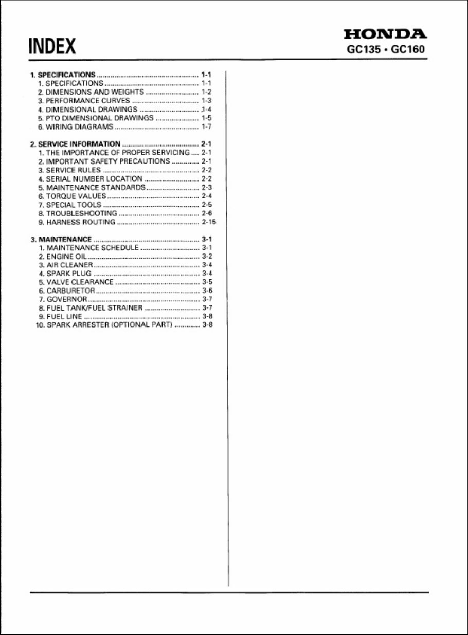Honda GC160 Horizontal Shaft Engine Repair Manual