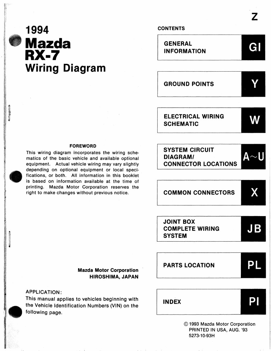 1994 Mazda Rx7 Wiring Diagram Manuals Online