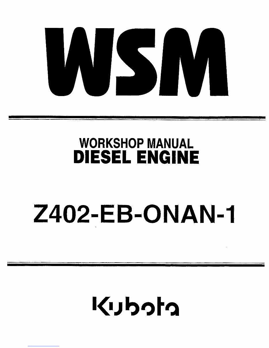 Kubota Z402EBONAN1 Diesel Engine Service Manual