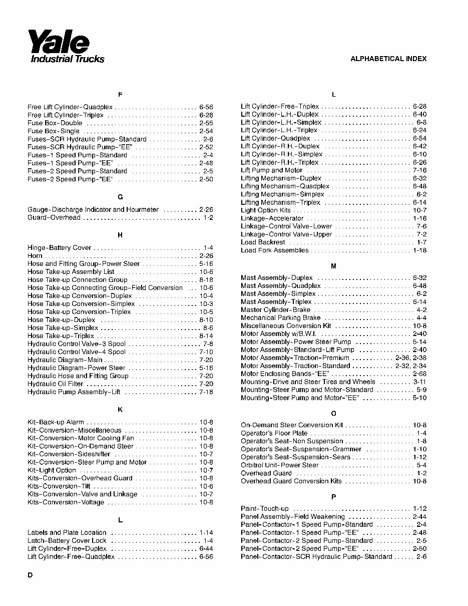Yale ERP 030 / 035 / 040 TFN Lift Truck Parts Manual DOWNLOA
