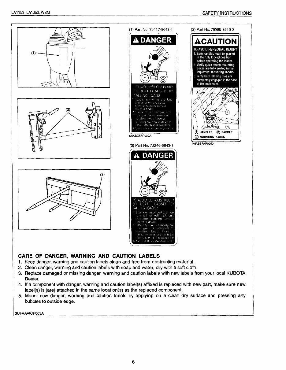 KUBOTA LA1153 LA1353 FRONT END Loader Full Service Manual