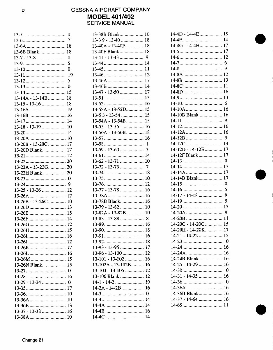 Cessna 401 402 Service Manual 1967 - 1978 