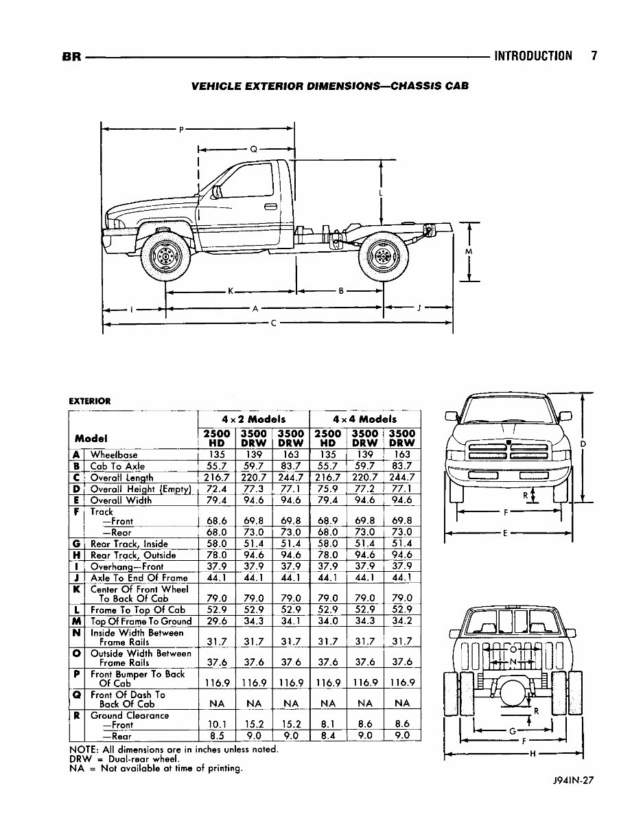 Dodge Ram 2500 Series 1996 1997 Workshop Service Manual