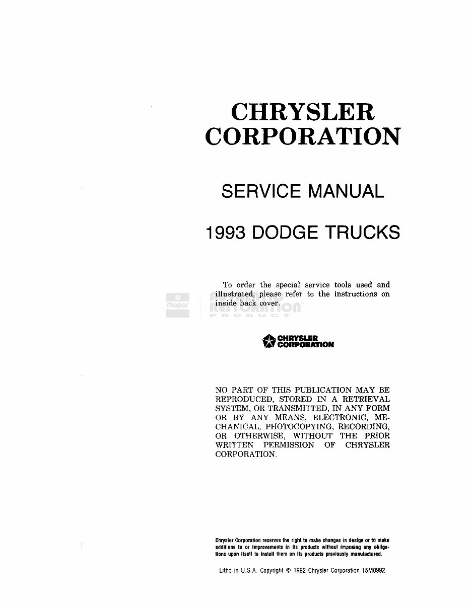1993 DODGE Trucks Service Repair Manual
