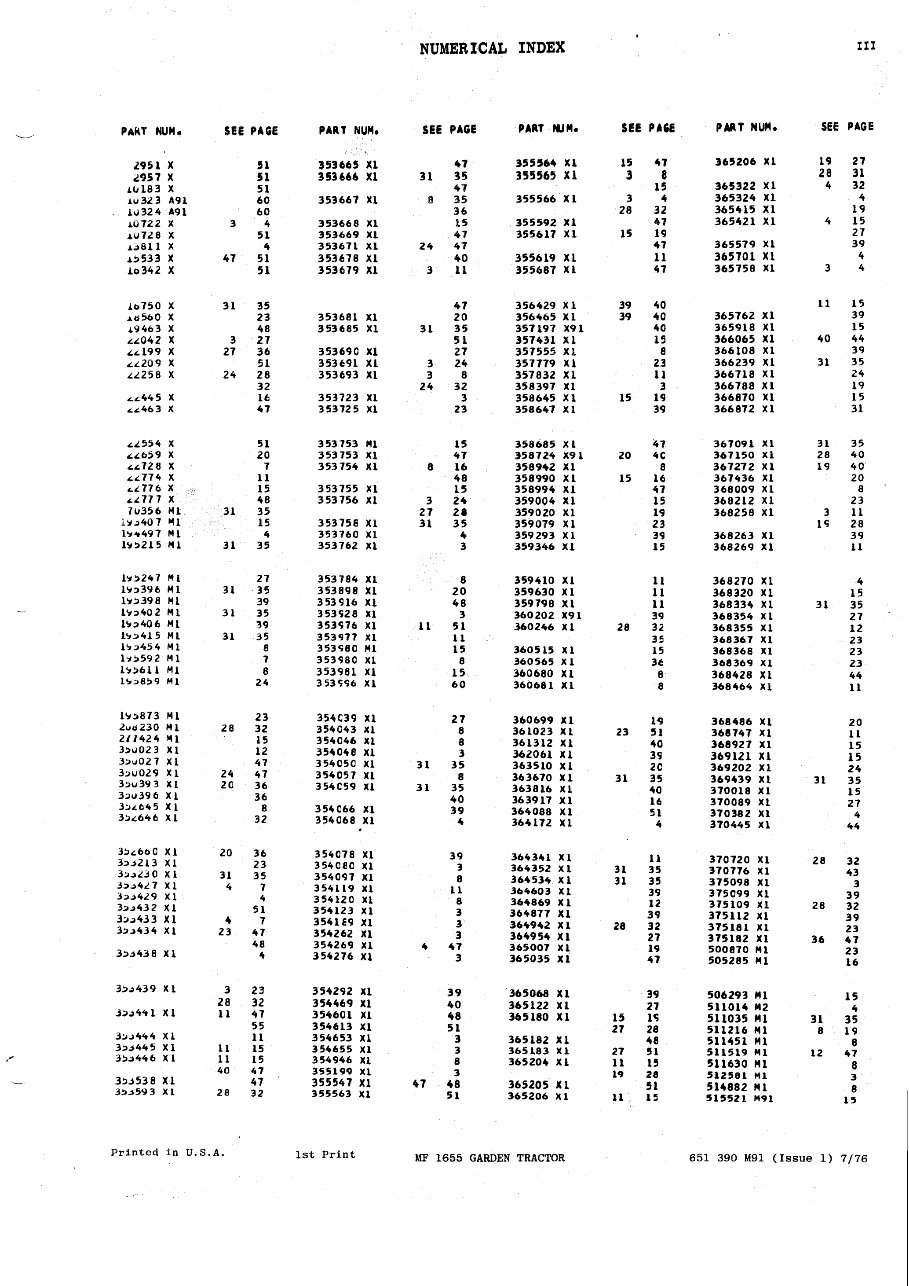 Massey Ferguson Mf 1655 Garden Tractor Parts List Manual Dow