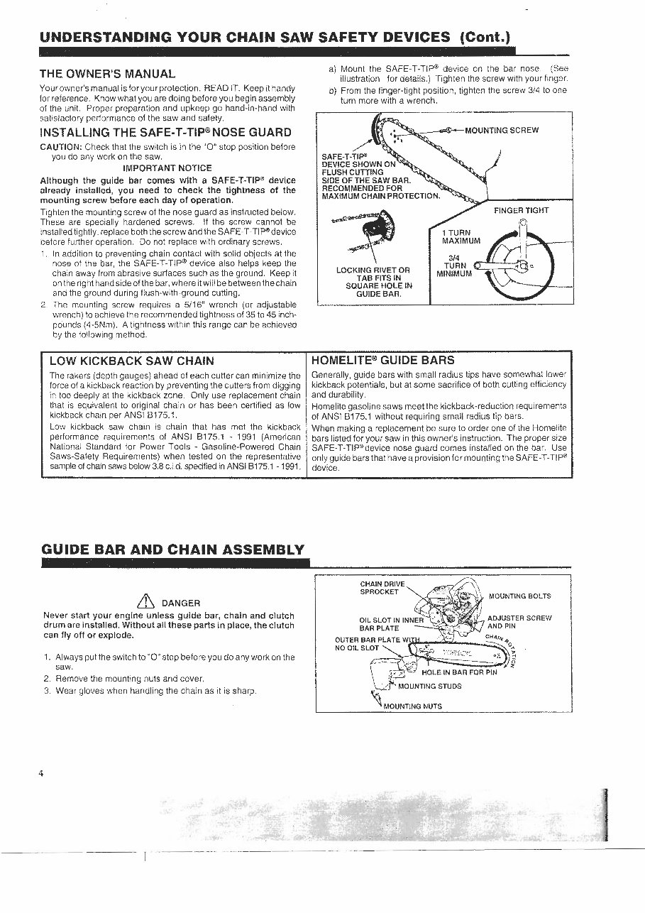 Homelite XL12 Chain Saw Owners, Parts, & Service Manuals