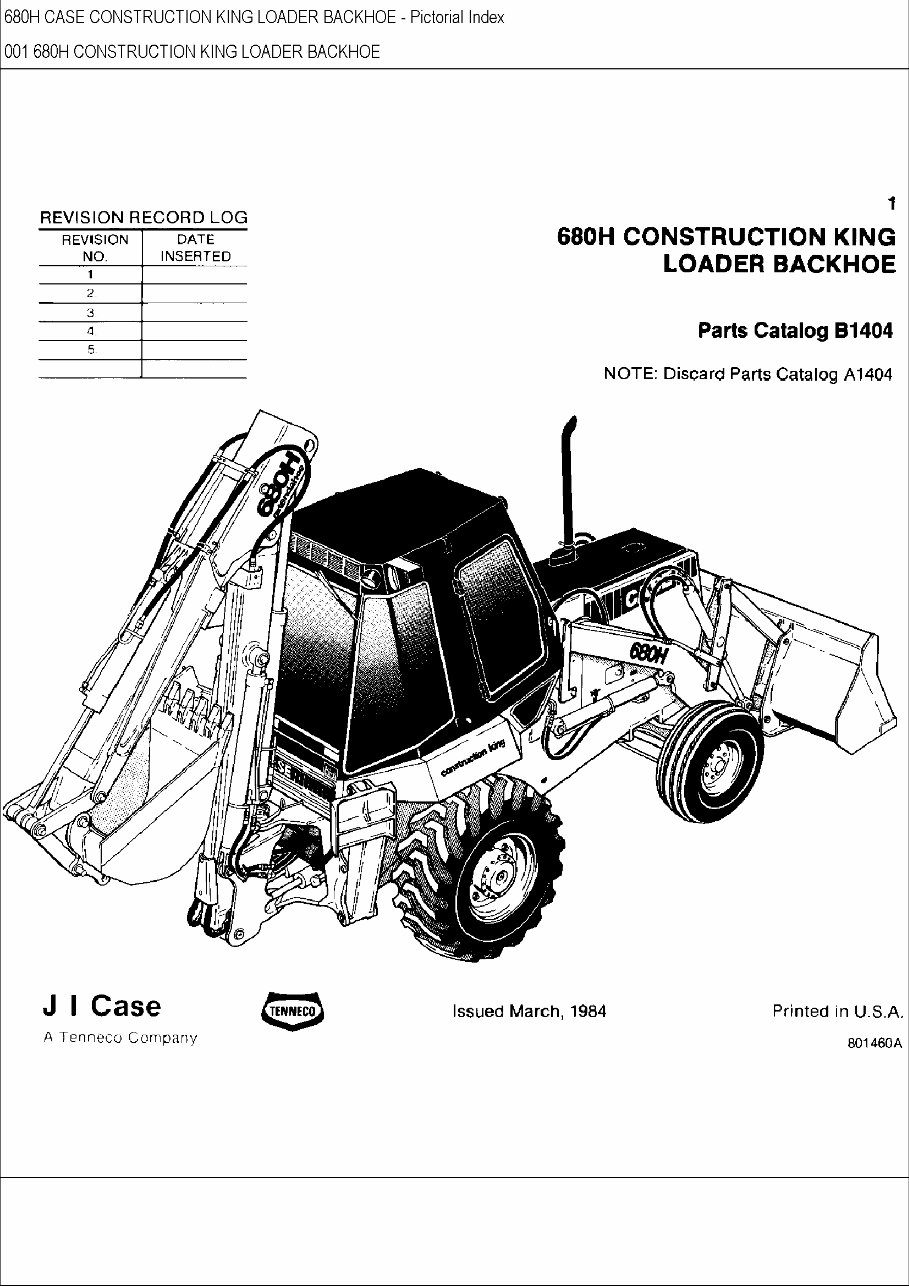 CASE 680H CK BACKHOE Loader Parts Catalog Manual