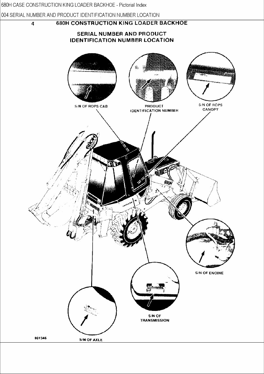 Case H Ck Backhoe Loader Parts Catalog Manual