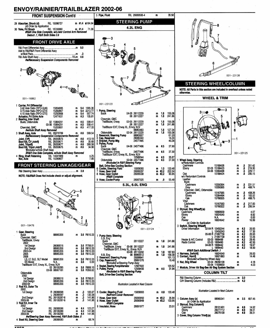 CHEVY TRAILBLAZER Parts Manual Catalog 20022006