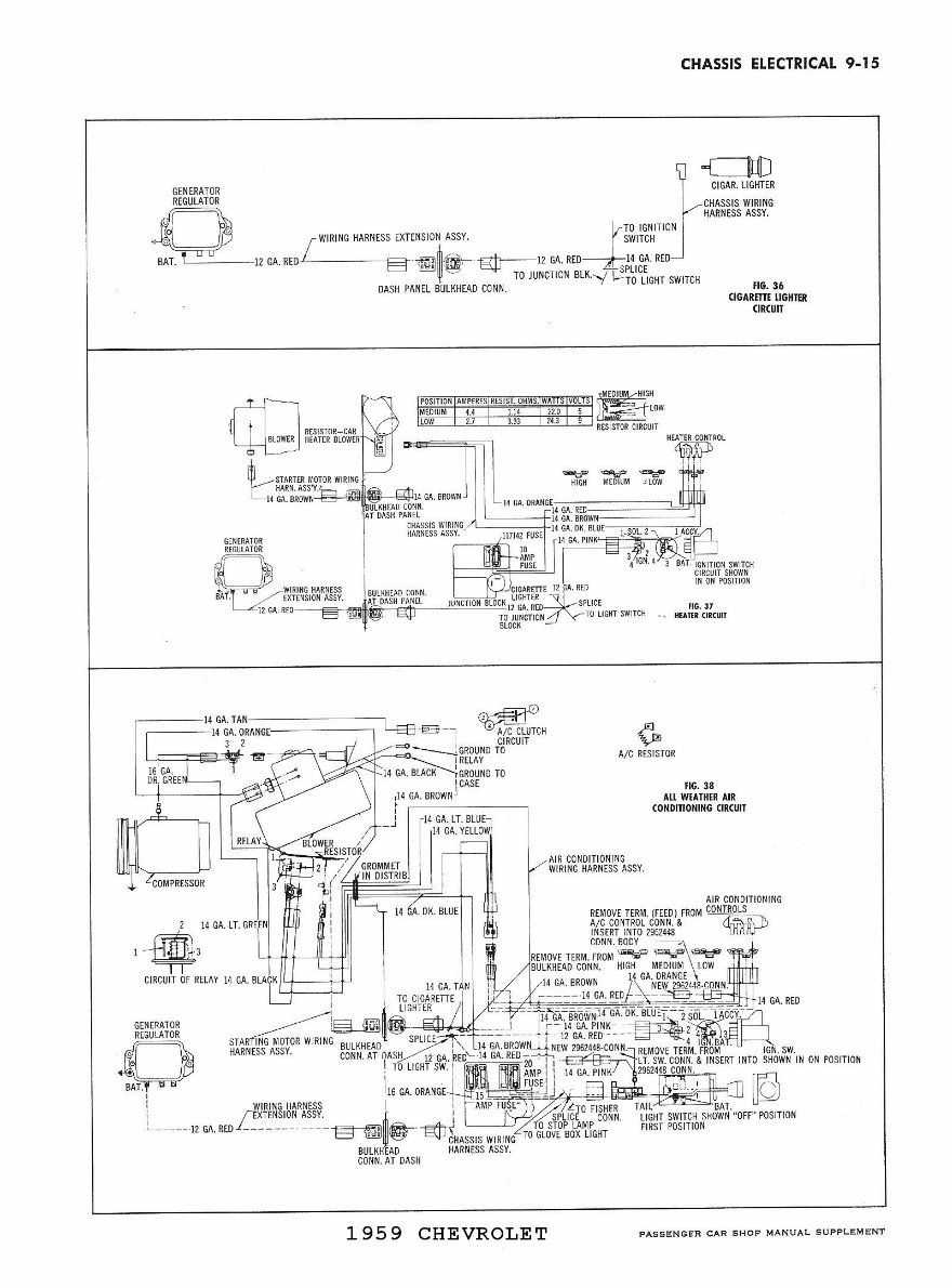 Chevrolet Chevy 1959 Car Wiring Electrical Diagram Manual