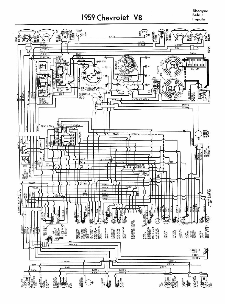 Chevrolet Chevy 1959 Car Wiring Electrical Diagram Manual