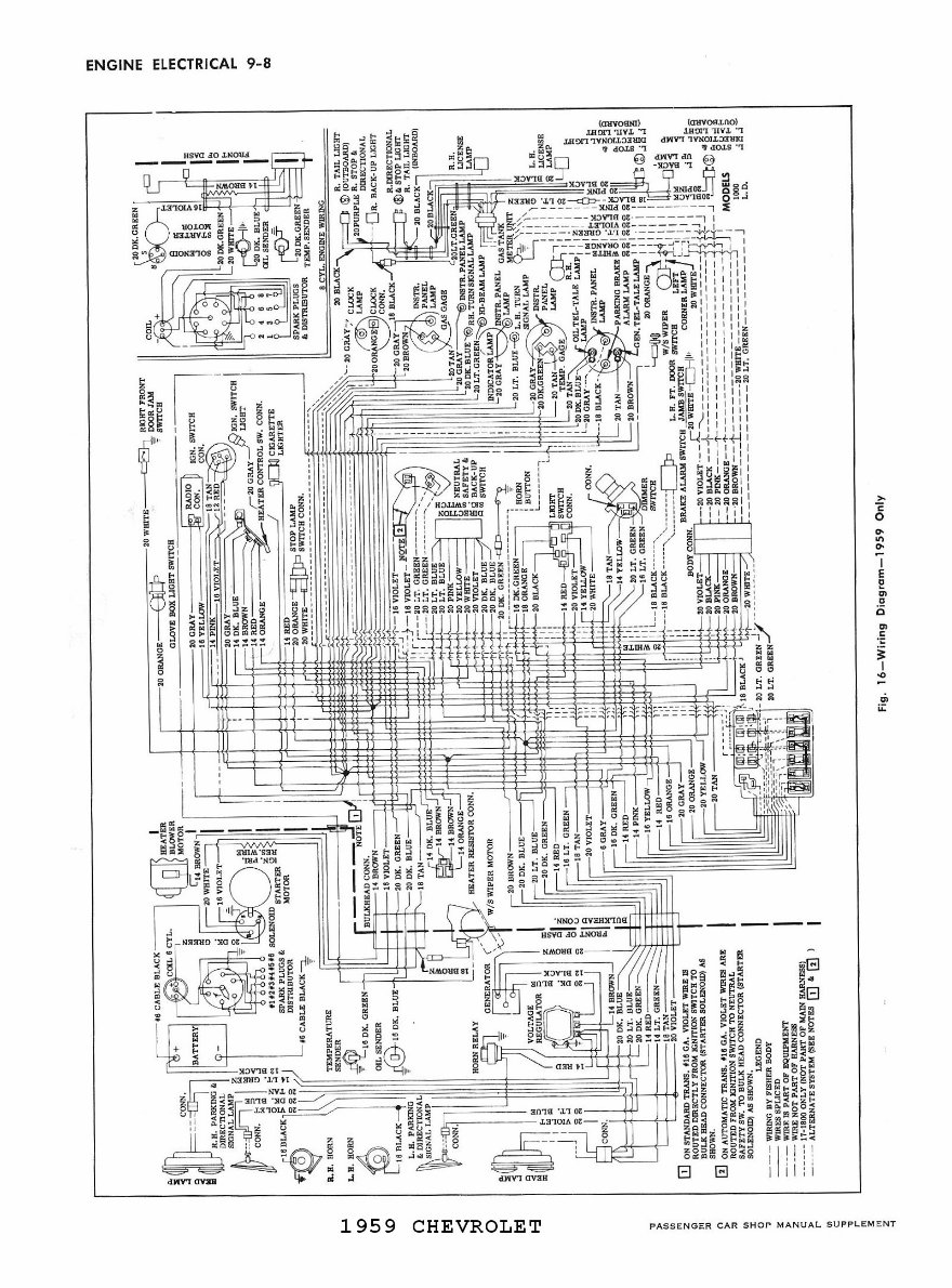 Chevrolet Chevy 1959 Car Wiring Electrical Diagram Manual