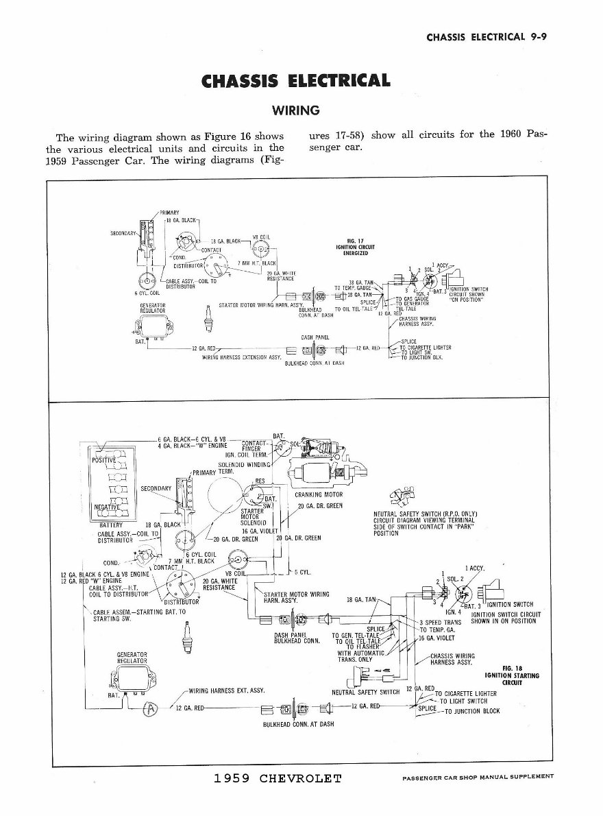 Chevrolet Chevy 1959 Car Wiring Electrical Diagram Manual