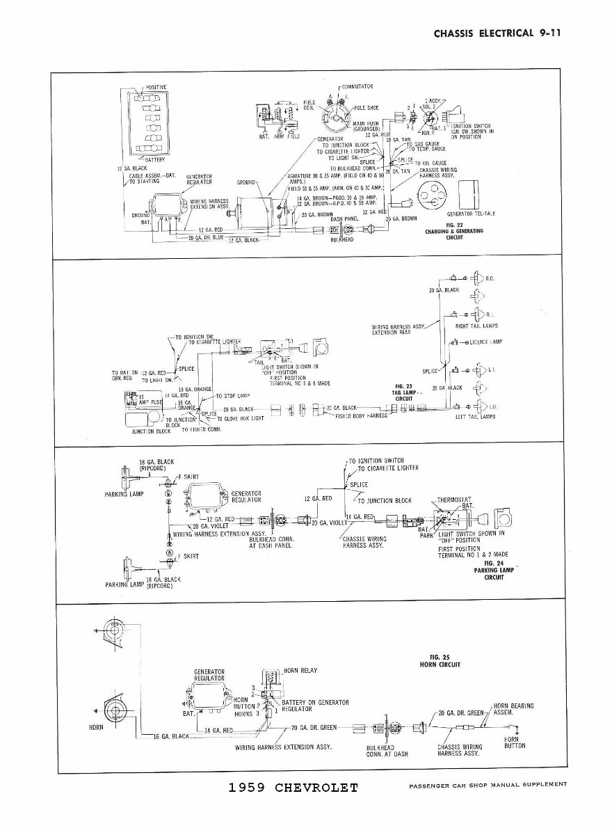 Chevrolet Chevy 1959 Car Wiring Electrical Diagram Manual