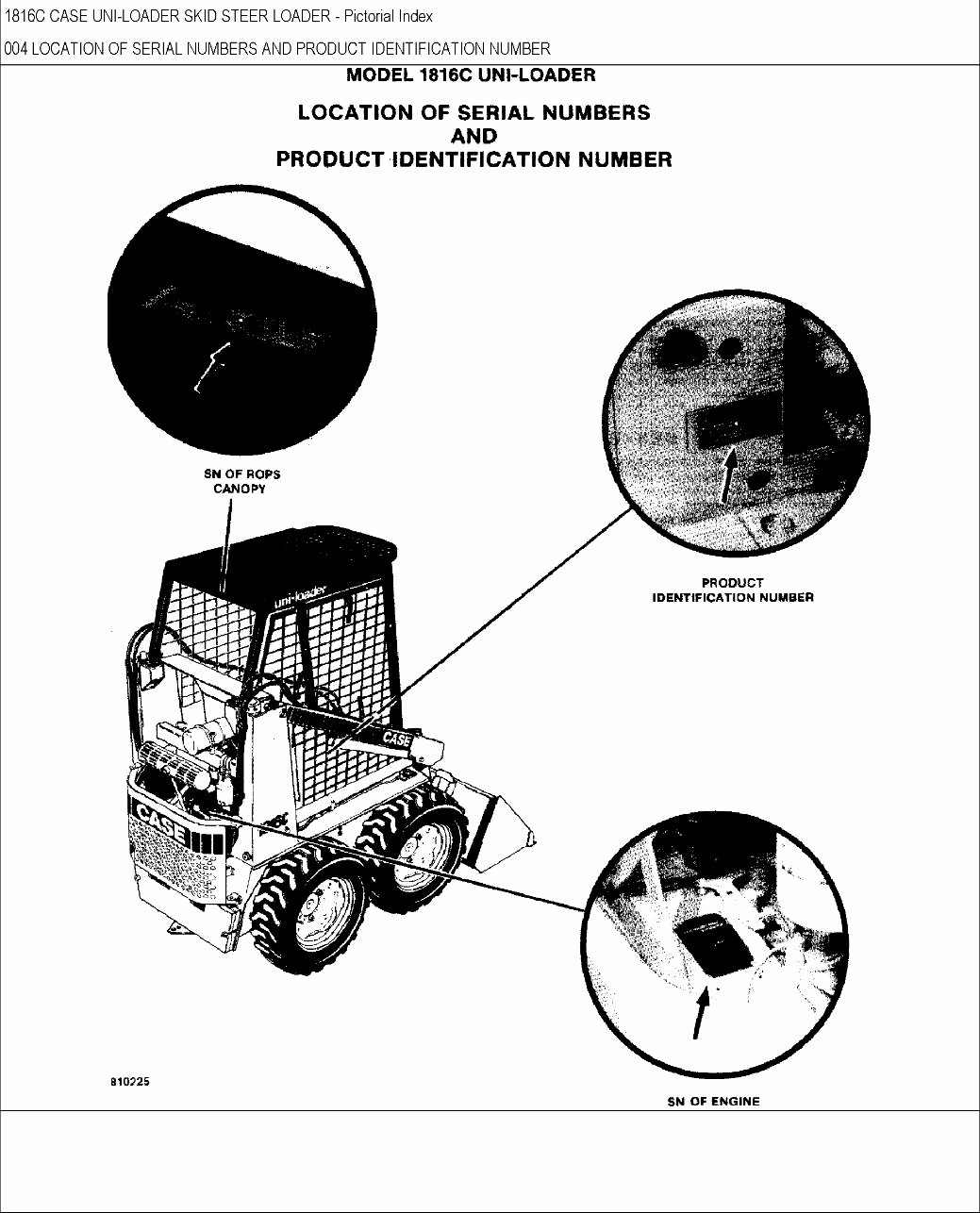 CASE 1816C Skid Steer Loader Parts Catalog Manual