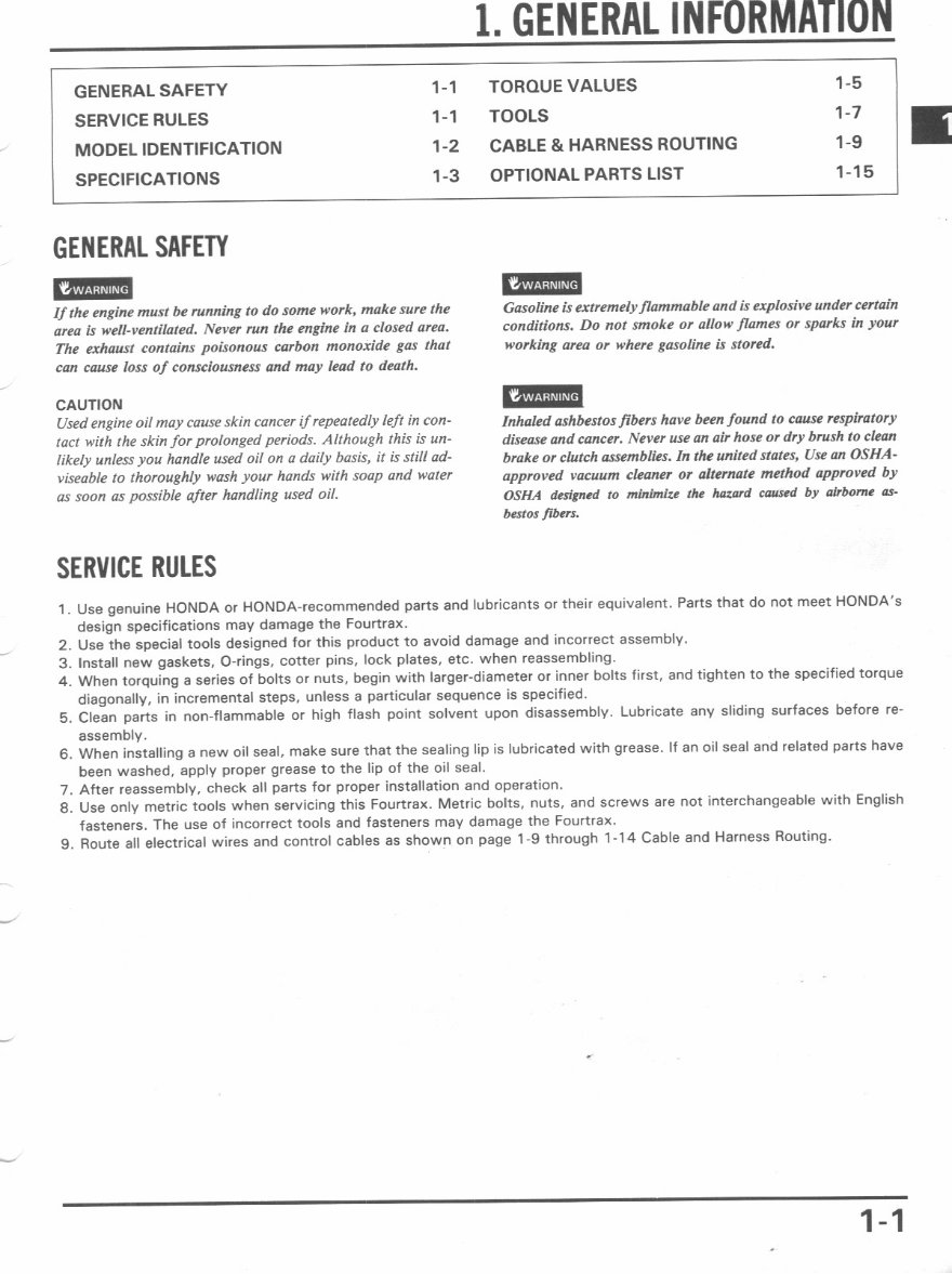 Honda TRX 250 FOURTRAX 19861989 Service Repair Manual TRX250 TRX250R