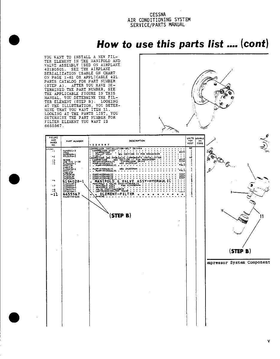 Cessna Air conditioning service n parts manual D5587113 AC