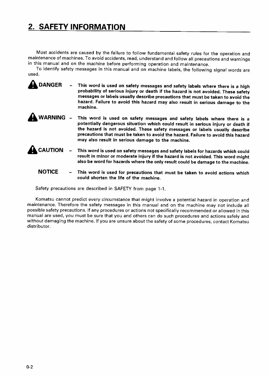 Komatsu PC250-6 & PC250LC-6 operation and maintenance manual