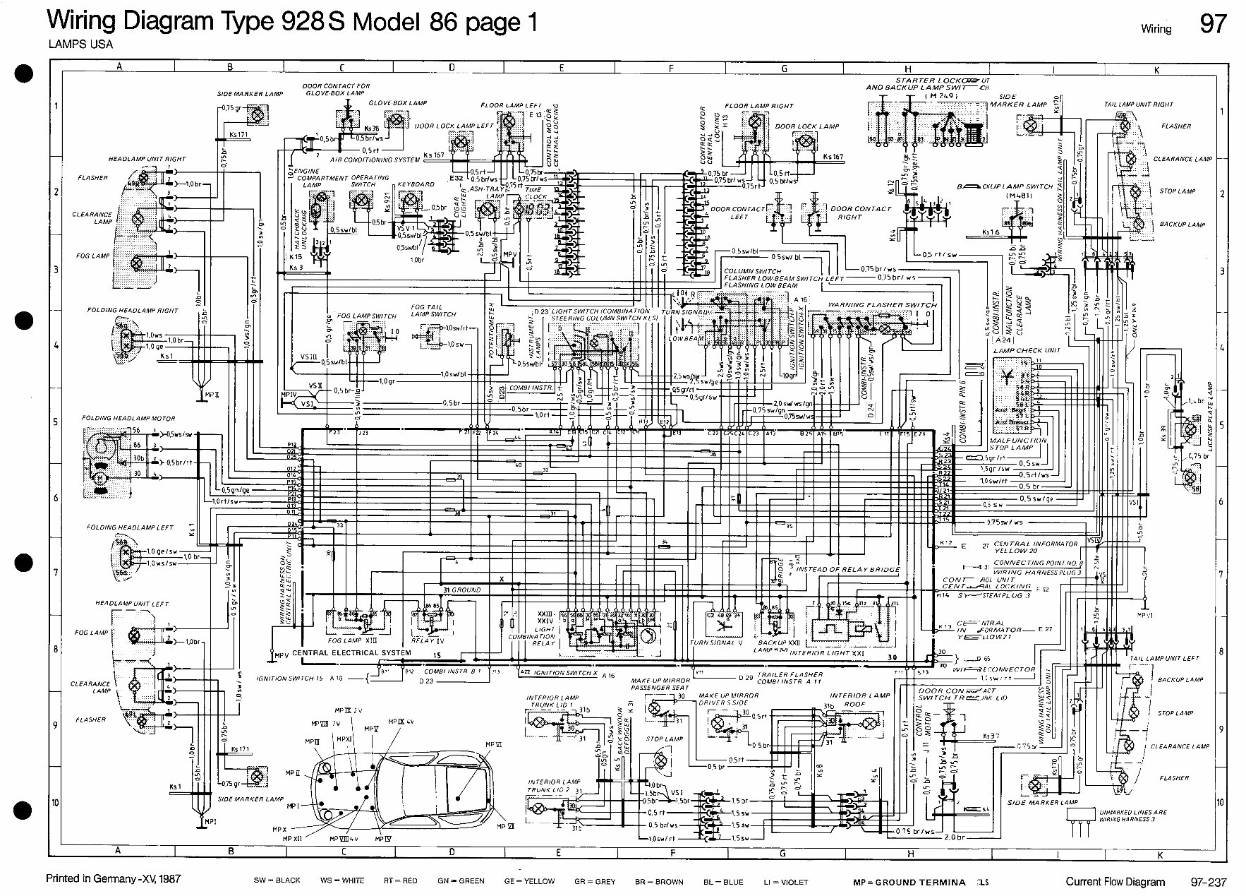 PORSCHE 928S Model 1986 Wiring Diagram | Manuals Online