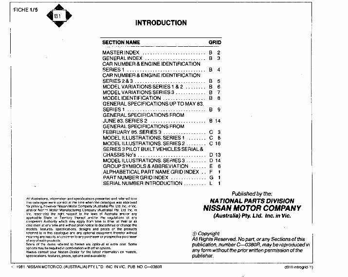 19821986 Nissan Bluebird Parts Catalog