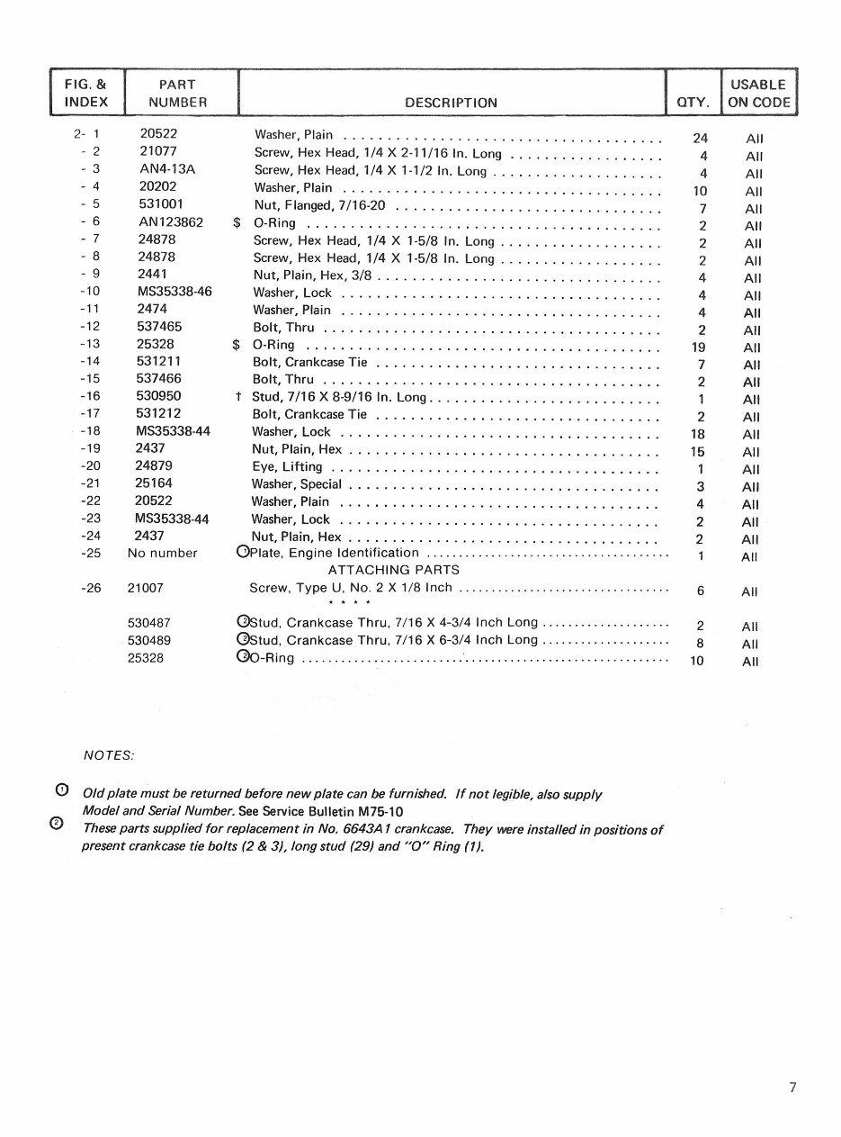 Continental C-125, C-145, 0-300 Engines Illustrated Parts Manual Catalog