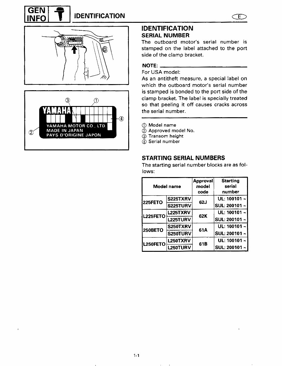 1997 Yamaha 225 250HP 2 Stroke Saltwater Series Outboard Repair Manual