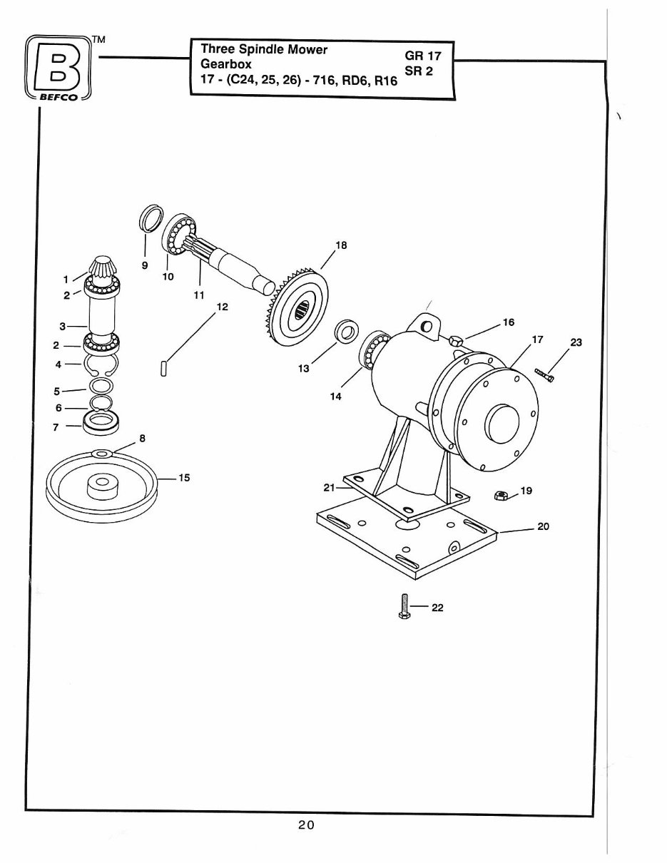 Befco C24 C25 C26 716 Finish Mowers Parts Part IPL Manual