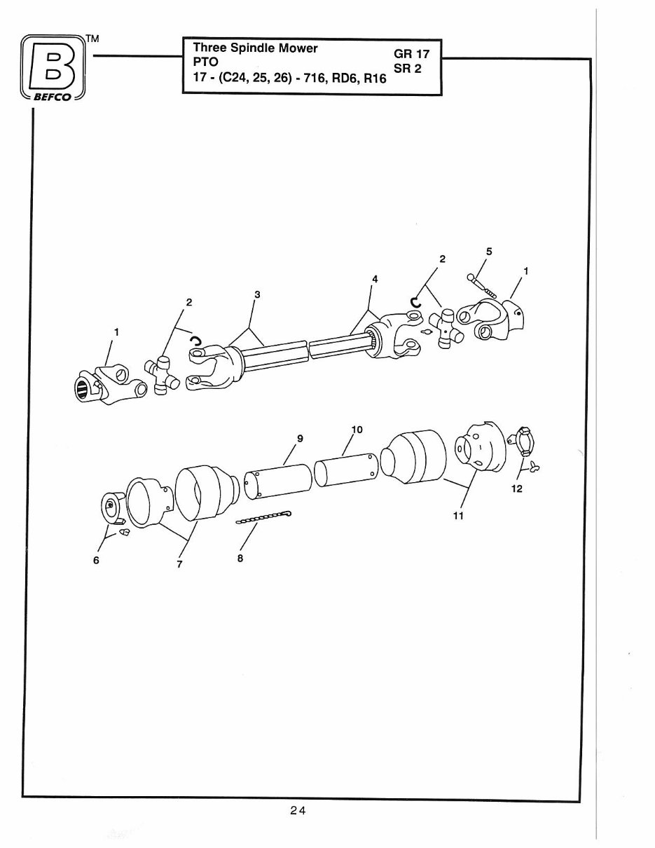 Befco C24 C25 C26 716 Finish Mowers Parts Part IPL Manual