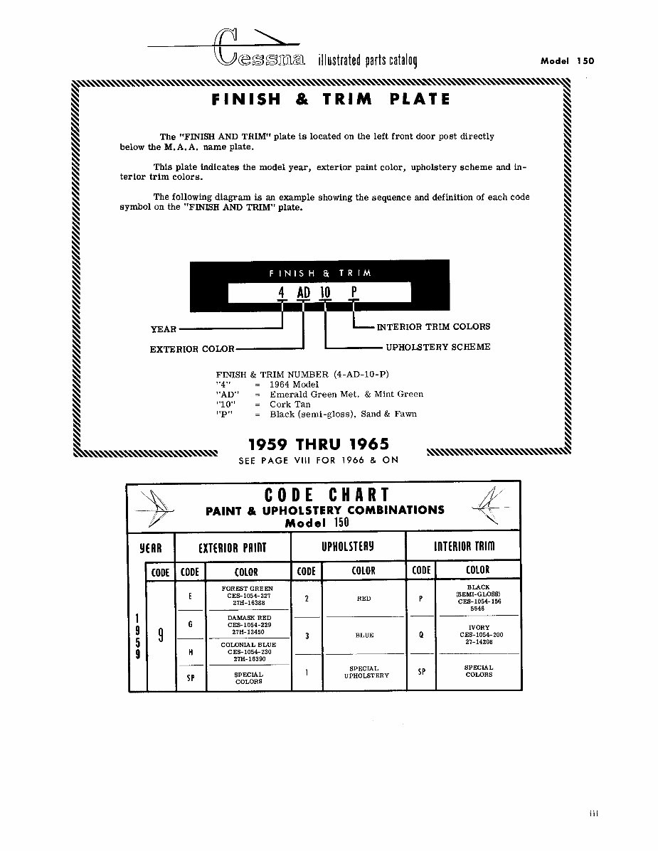 Cessna 150 Parts Catalog Manual 19591969 Cessna Parts Book