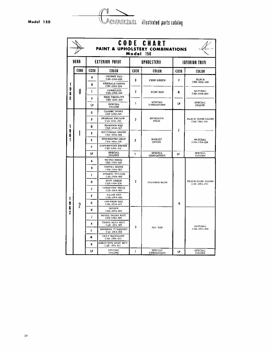 Cessna 150 Parts Catalog Manual 19591969 Cessna Parts Book