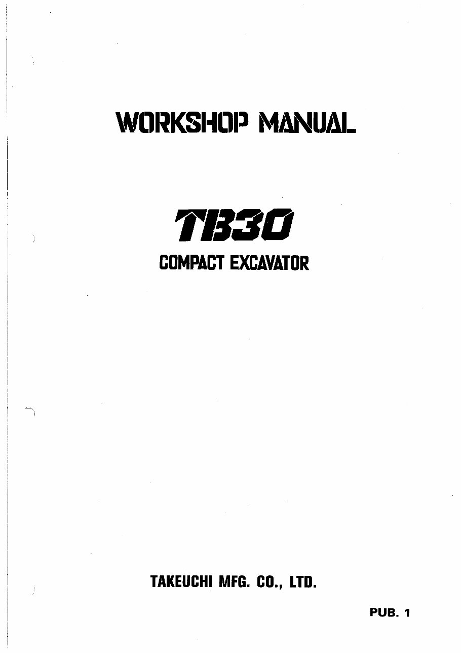 Takeuchi TB300 Compact Excavator Electrical CIRCUIT Diagram Manual