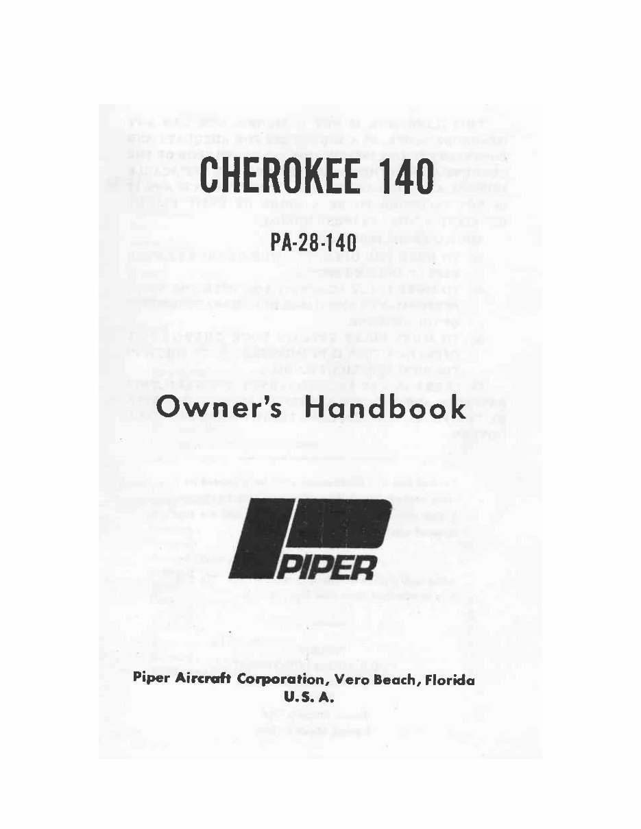 Piper PA28-140 Cherokee Owners Manual | Manuals Online