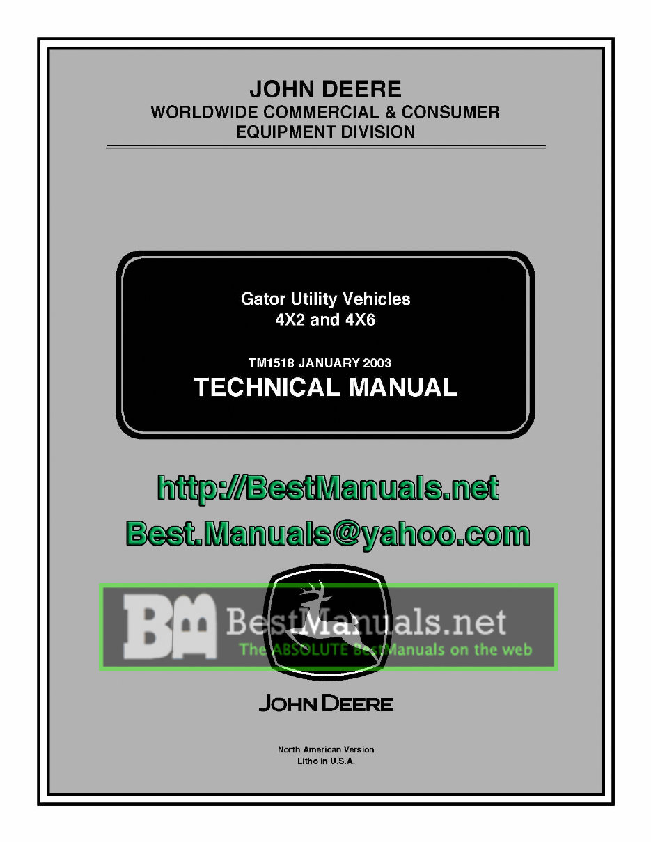 John Deere Gator service technical manual 4x2 4x6 Manuals Online