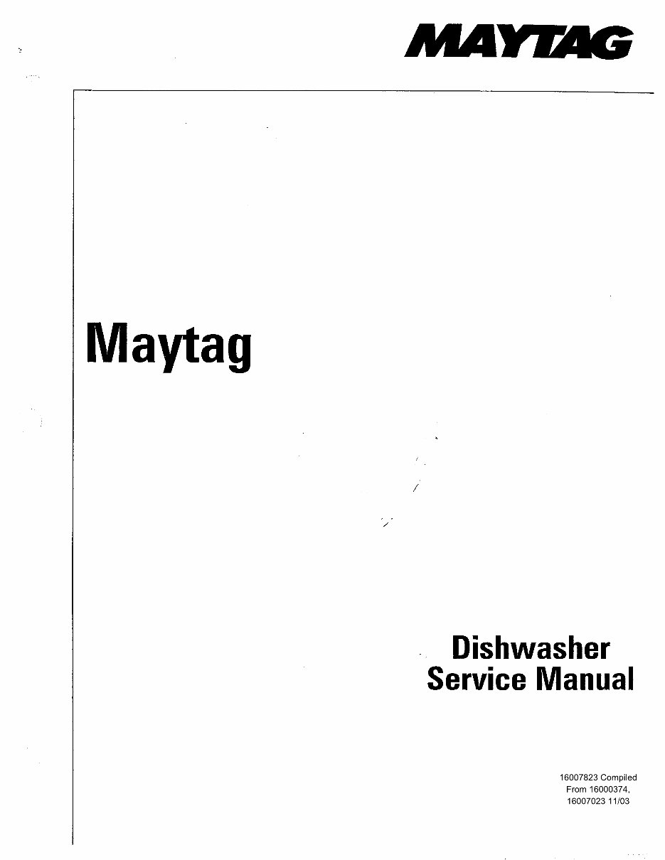 MAYTAG DISHWASHER Service Repair Manual Manuals Online