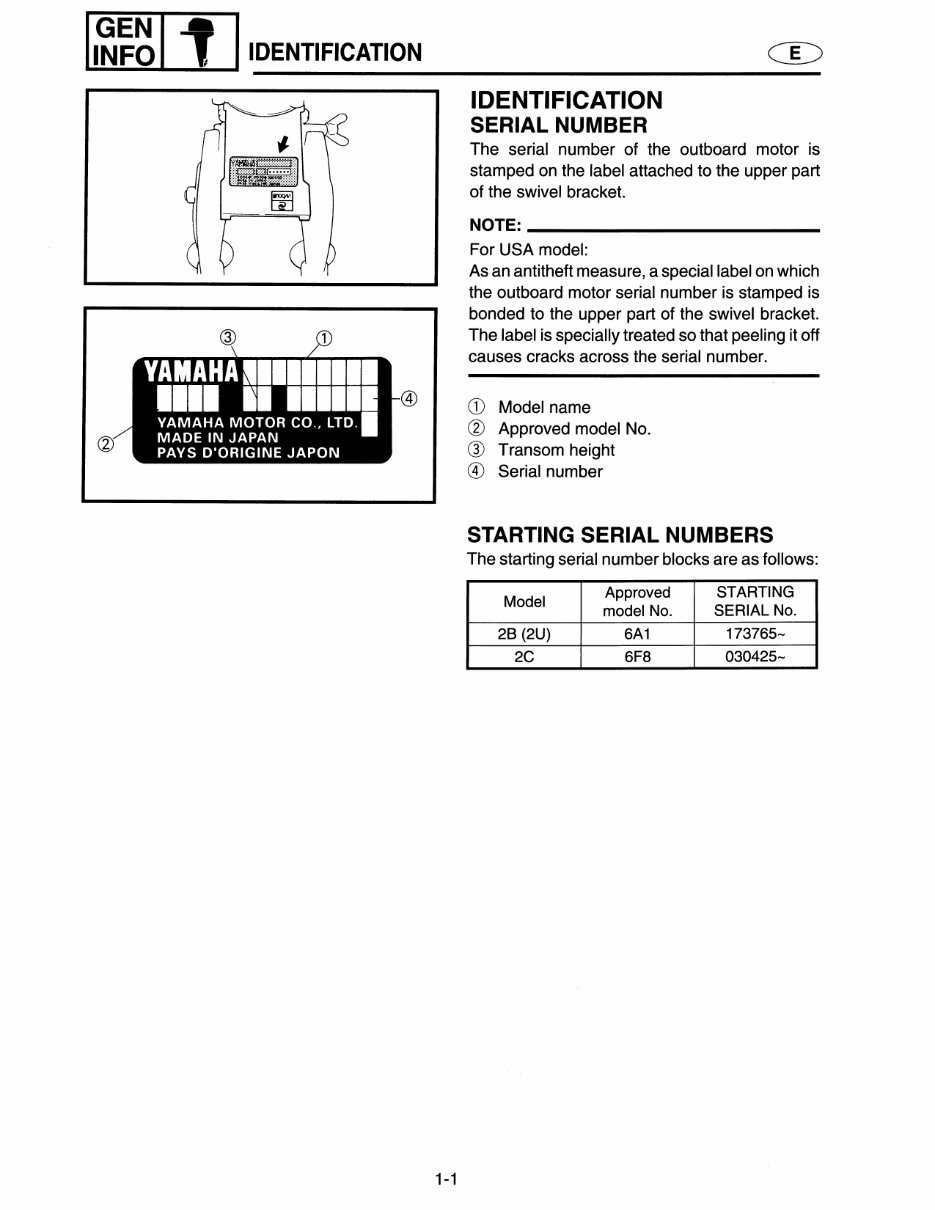 Yamaha Outboard Motor 2B, 2C, 2U Service & Repair Manual