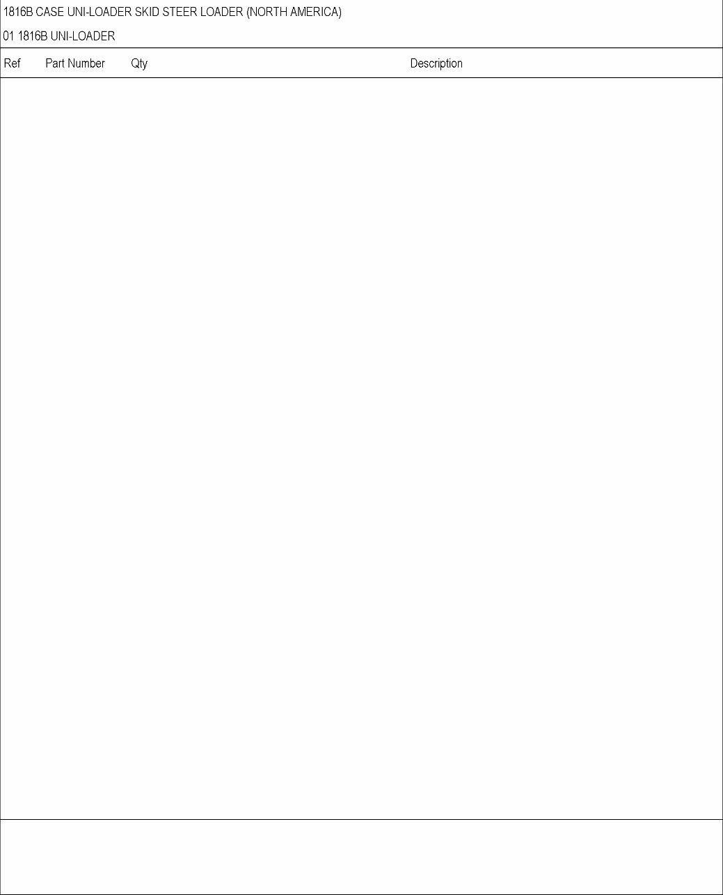 CASE 1816B Skid Steer Loader Parts Catalog Manual